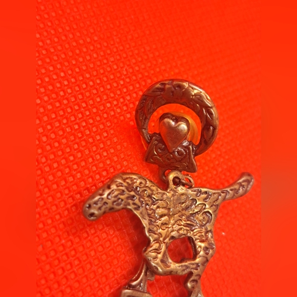 Vintage Wild West Cowboy Riding Buffalo Charms Fun Dangle Post Earrings - Picture 11 of 11